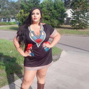Tribal Print Short Sleeve Plus Size Dress 3X